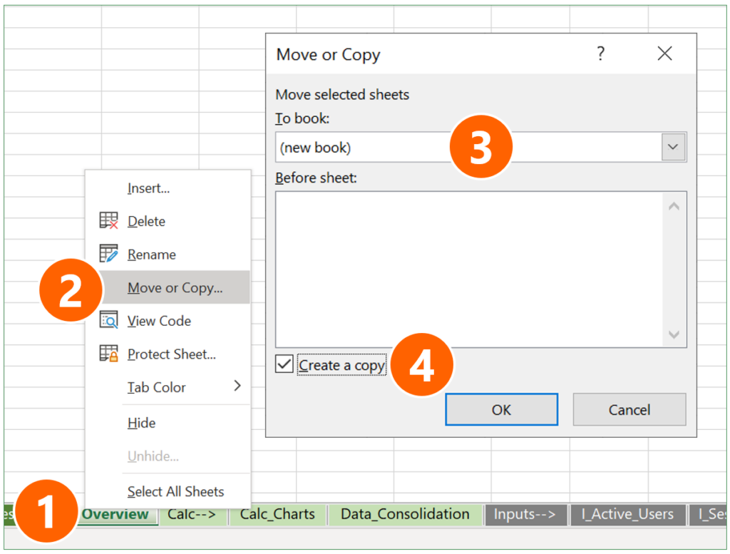 First copy your worksheets to a new Excel file.