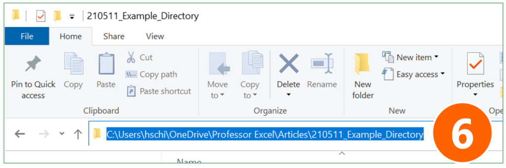 Copy the folder path from Windows Explorer.