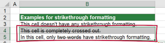 How to cross out a cell in Excel