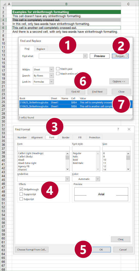 How to cross out a cell in Excel