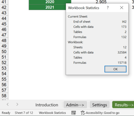 the total number of columns present in an excel sheet