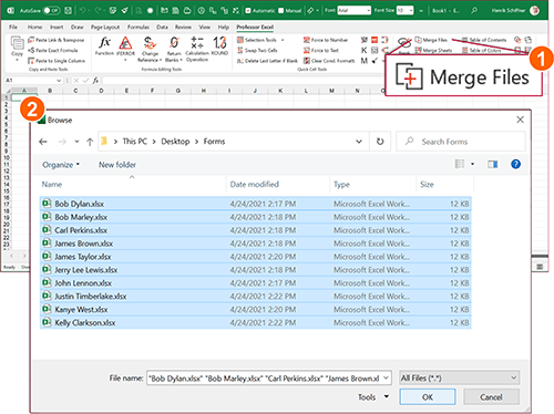 Use Professor Excel Tools to combine all Excel files.