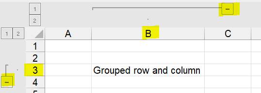 Default grouping in Excel