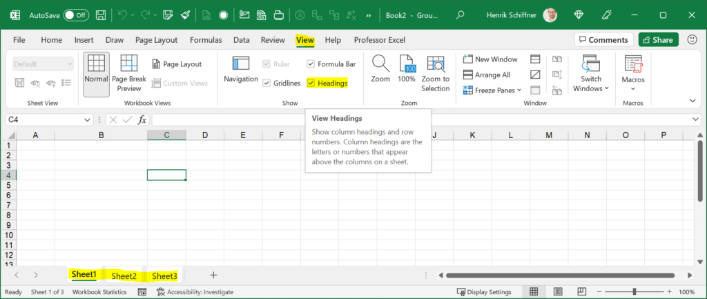 Headings Missing in Excel How to Show Row Numbers Column Letters