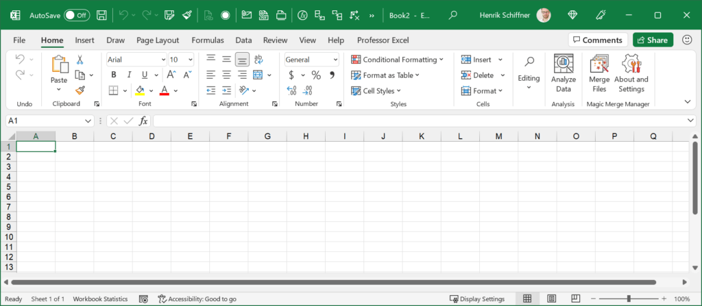 Excel sheet without tab names on the bottom of the screen.