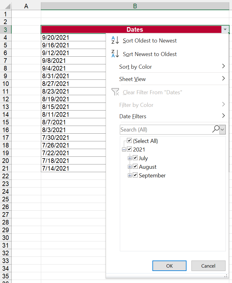 By default, dates are grouped by year, month and day in Excel. Grouping Dates.