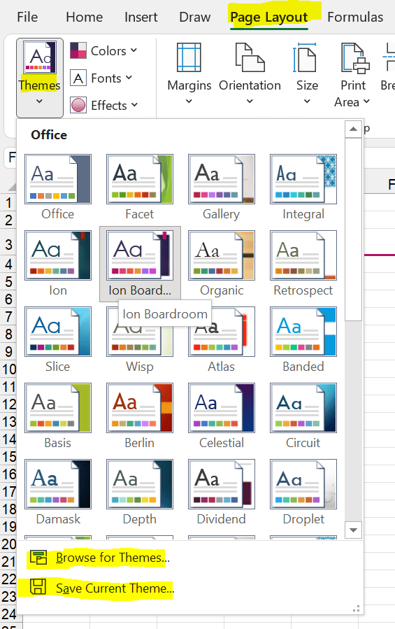 Use Office themes for changing colors and fonts throughout your Office documents.