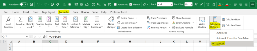 Switch to manual calculation first in order to calculate selected cells only.