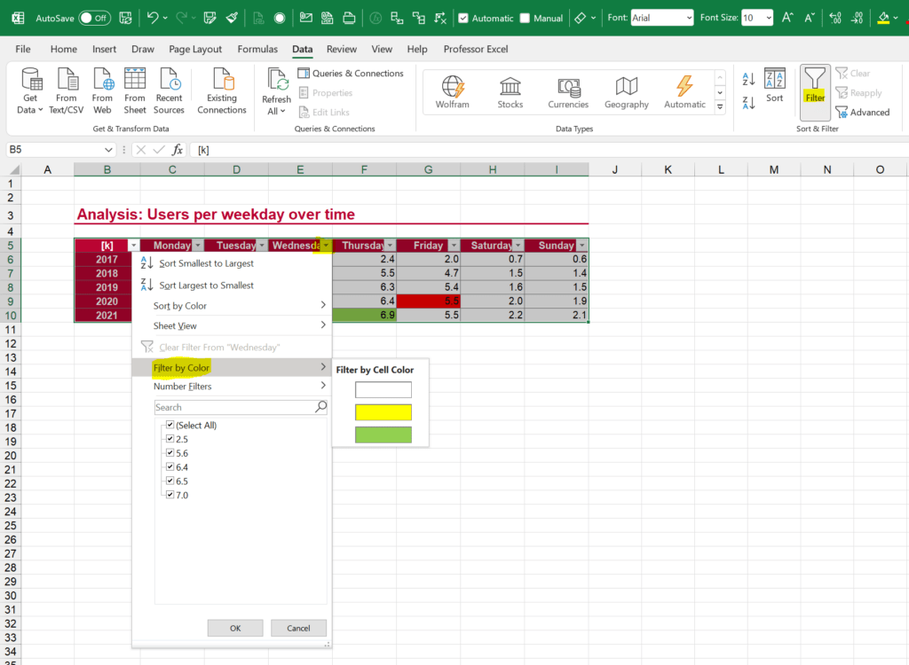 How to Insert a Legend in Excel Based on Cell Colors