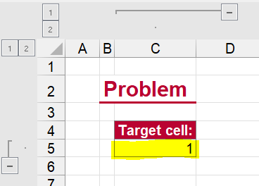Example: Goal is to check with an Excel function if cell C5 is currently visible.