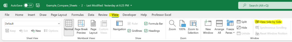 Second step: Click on "View Side by Side".