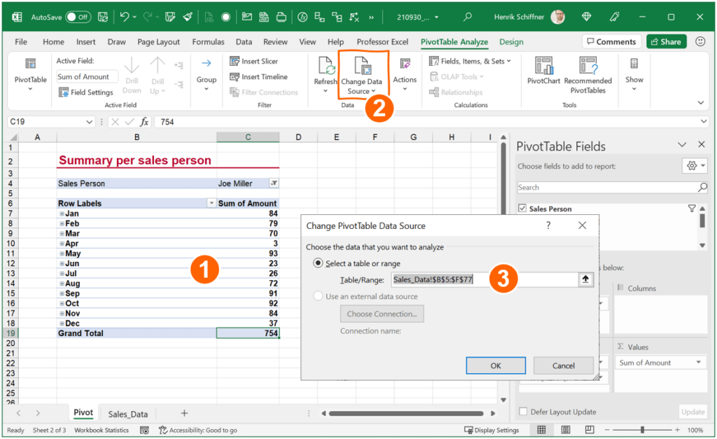 Check where the source data is located first. Maybe on a hidden or very hidden worksheet in your file?