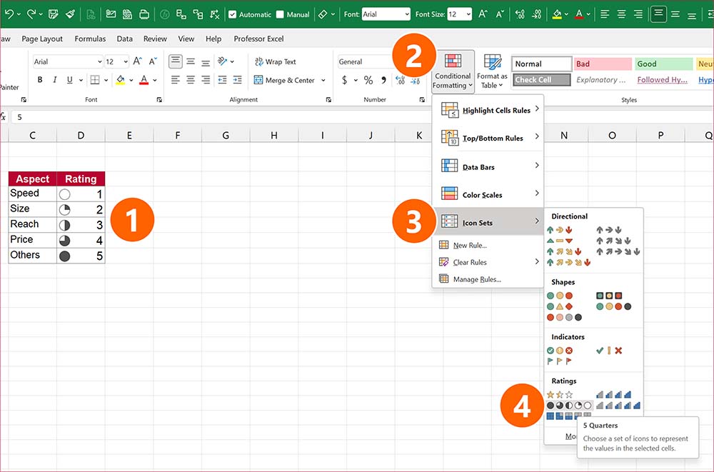Harvey Balls How to Insert Filled Circles ഠ ⬤ in Excel
