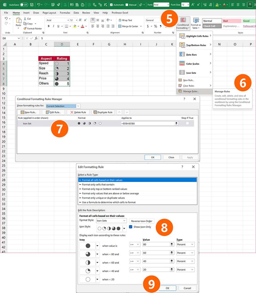 Harvey Balls How to Insert Filled Circles ഠ ⬤ in Excel