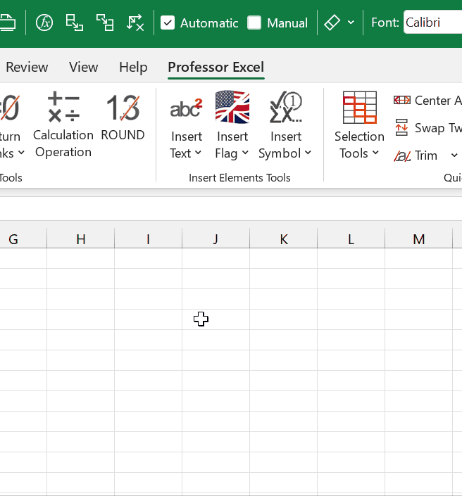 Insert the SUM / Total sign Σ with Professor Excel Tools.