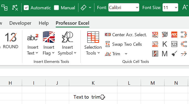 Trim cell with Professor Excel Tools.