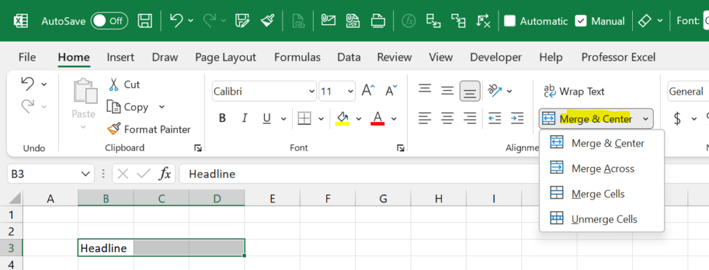How to Center Across Selection in Excel With Just One Click