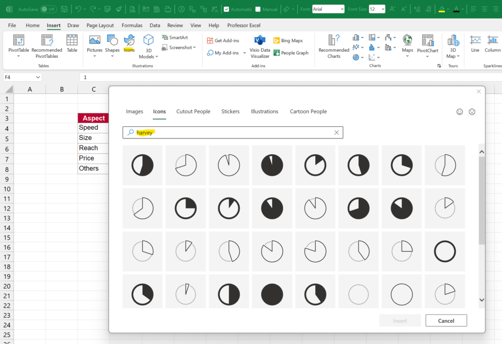 Harvey Balls How To Insert Filled Circles In Excel