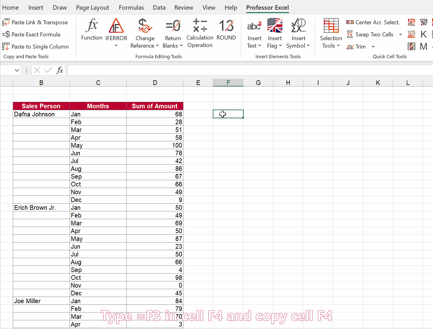 Fill down all empty cell with the values from above with Professor Excel Tools.