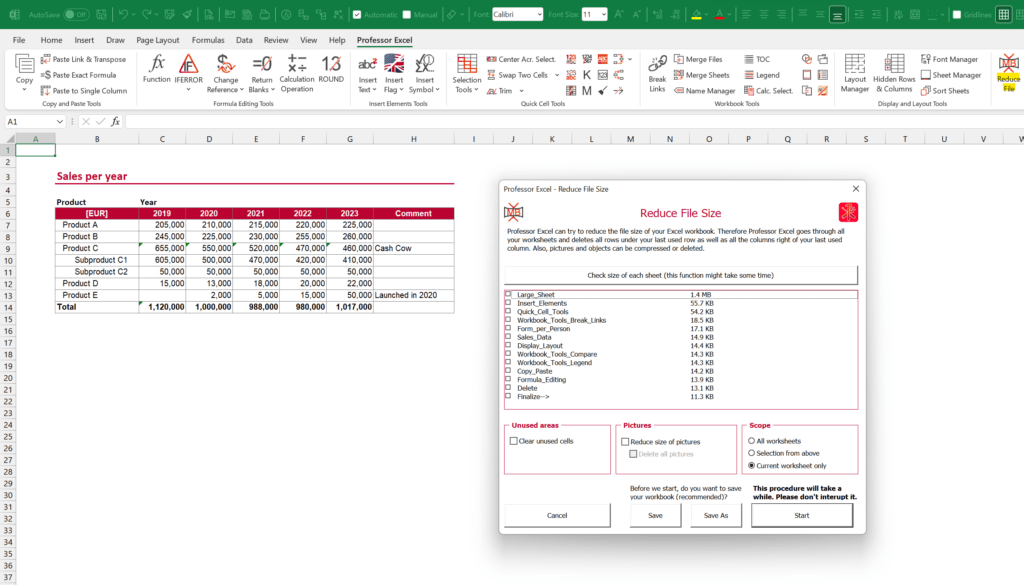 How to Determine What is Causing Large Excel File Size  